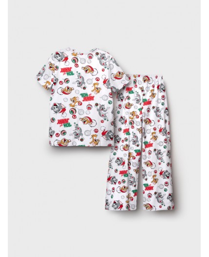 Пижама трикотажная для девочек разноцветный