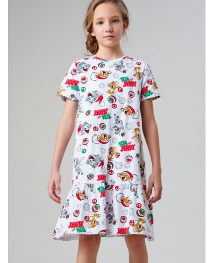 Сорочка ночная трикотажная для девочек разноцветный