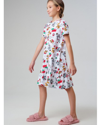 Сорочка ночная трикотажная для девочек разноцветный