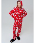 Пижама-комбинезон трикотажная унисекс для взрослых красный