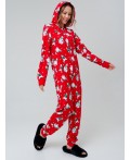Пижама-комбинезон трикотажная унисекс для взрослых красный