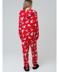 Пижама-комбинезон трикотажная унисекс для взрослых красный