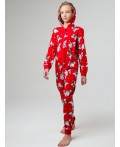 Пижама-комбинезон трикотажная унисекс для детей красный