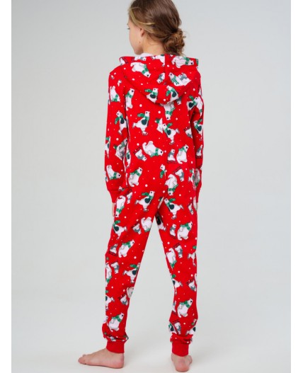 Пижама-комбинезон трикотажная унисекс для детей красный