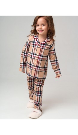 Пижама текстильная для девочек разноцветный