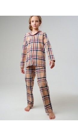 Пижама текстильная для девочек разноцветный