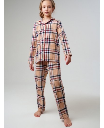 Пижама текстильная для девочек разноцветный