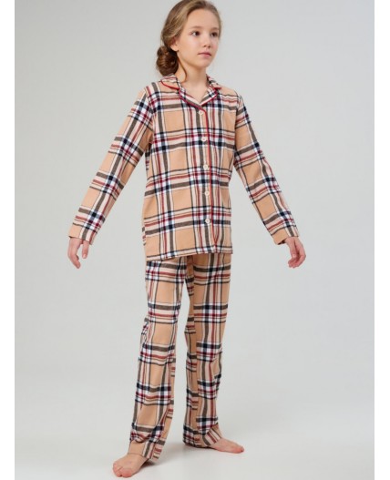 Пижама текстильная для девочек разноцветный