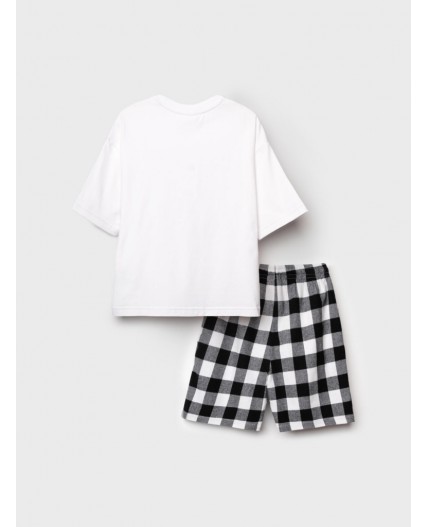 Комплект для мальчиков: фуфайка (футболка) трикотажная, шорты текстильные белый,черный