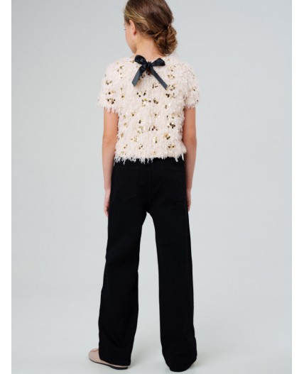 Брюки текстильные джинсовые для девочек черный