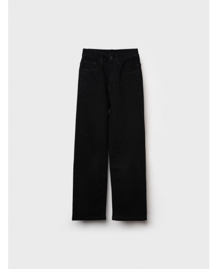 Брюки текстильные джинсовые для девочек черный
