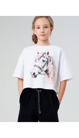 Фуфайка трикотажная для девочек (футболка) белый