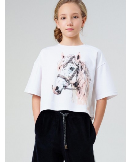 Фуфайка трикотажная для девочек (футболка) белый