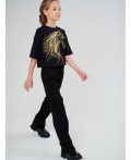 Фуфайка трикотажная для девочек (футболка) черный