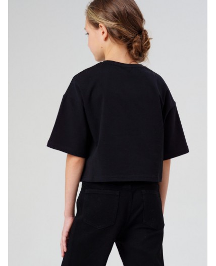 Фуфайка трикотажная для девочек (футболка) черный