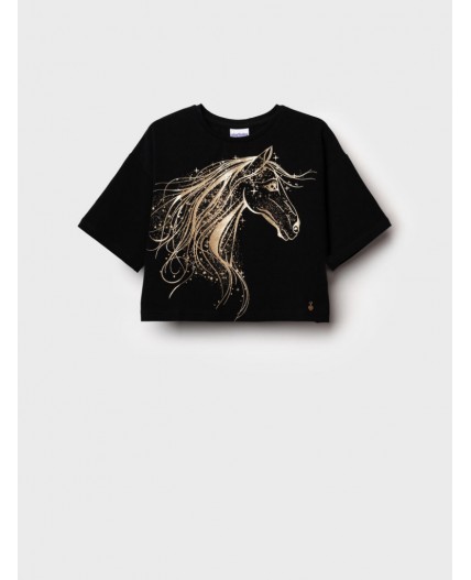 Фуфайка трикотажная для девочек (футболка) черный