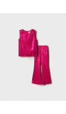 Комплект трикотажный для девочек: топ, брюки (легинсы) ярко-розовый