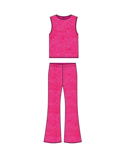 Комплект трикотажный для девочек: топ, брюки (легинсы) ярко-розовый
