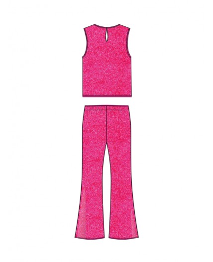 Комплект трикотажный для девочек: топ, брюки (легинсы) ярко-розовый