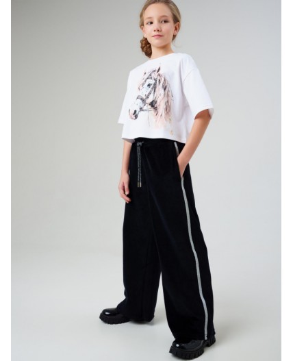 Брюки трикотажные для девочек черный