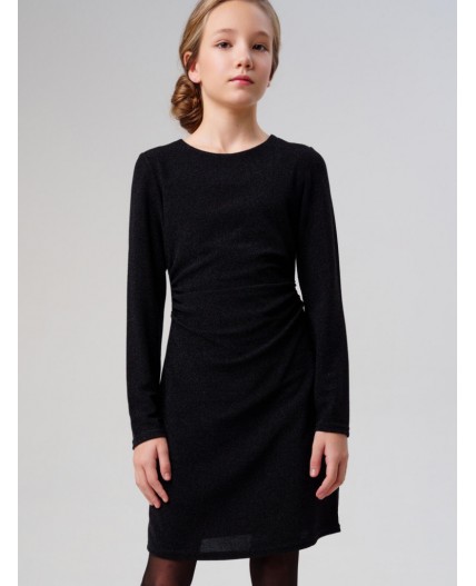 Платье трикотажное для девочек черный,серебряный