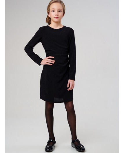 Платье трикотажное для девочек черный,серебряный