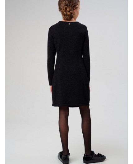 Платье трикотажное для девочек черный,серебряный