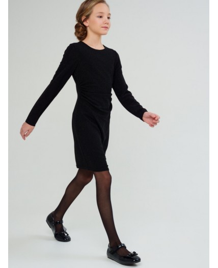 Платье трикотажное для девочек черный,серебряный