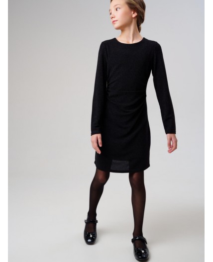 Платье трикотажное для девочек черный,серебряный