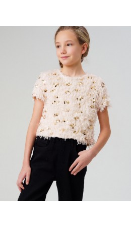 Блузка трикотажная для девочек светло-бежевый