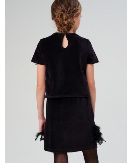 Комплект трикотажный для девочек: джемпер, юбка черный