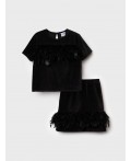 Комплект трикотажный для девочек: джемпер, юбка черный