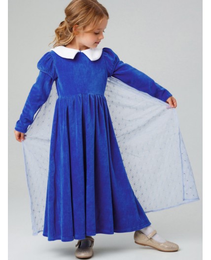 Платье трикотажное для девочек тёмно-синий,белый