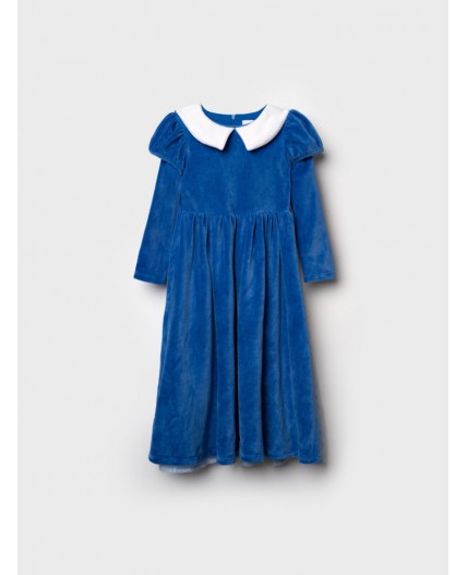 Платье трикотажное для девочек тёмно-синий,белый