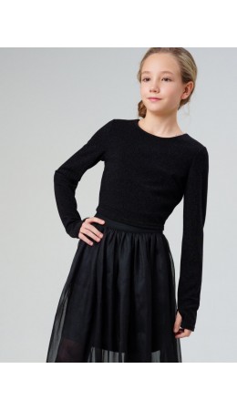 Джемпер трикотажный для девочек черный,серебряный