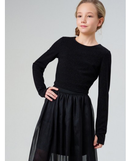 Джемпер трикотажный для девочек черный,серебряный