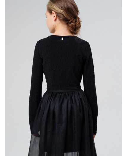 Джемпер трикотажный для девочек черный,серебряный