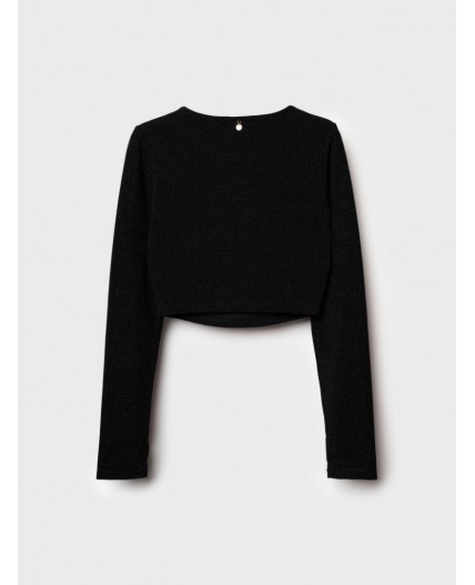 Джемпер трикотажный для девочек черный,серебряный