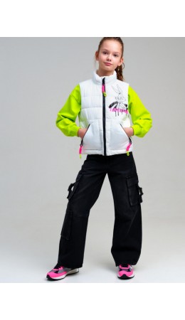 Жилет текстильный с полиуретановым покрытием для девочек белый,черный,фуксия