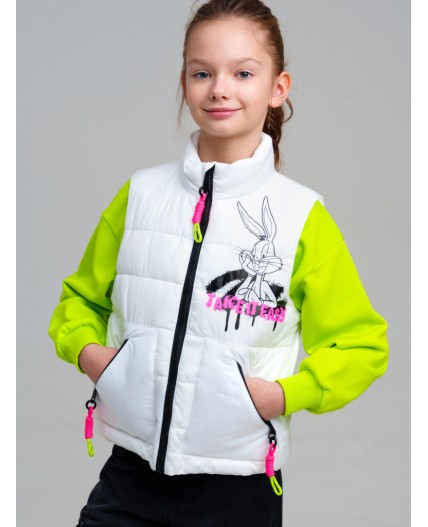 Жилет текстильный с полиуретановым покрытием для девочек белый,черный,фуксия