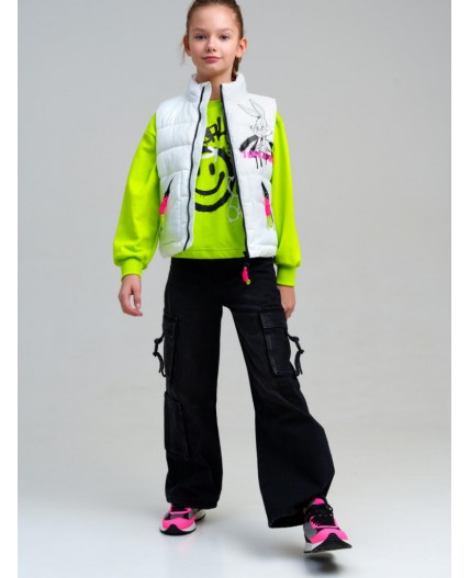 Жилет текстильный с полиуретановым покрытием для девочек белый,черный,фуксия