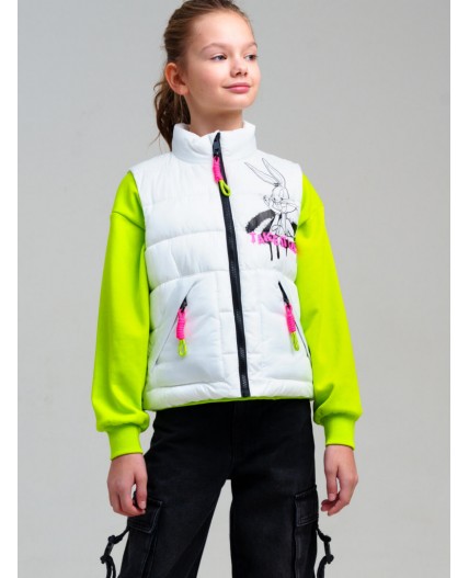 Жилет текстильный с полиуретановым покрытием для девочек белый,черный,фуксия