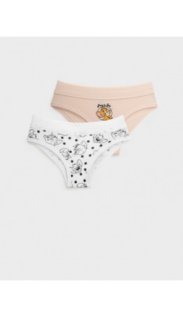 Трусы трикотажные для девочек, 2 шт в комплекте белый,бежевый,черный