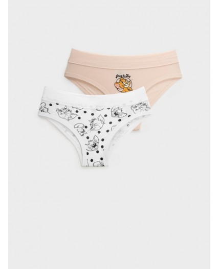 Трусы трикотажные для девочек, 2 шт в комплекте белый,бежевый,черный