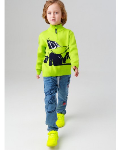 Свитер трикотажный для мальчиков светло-зеленый,черный
