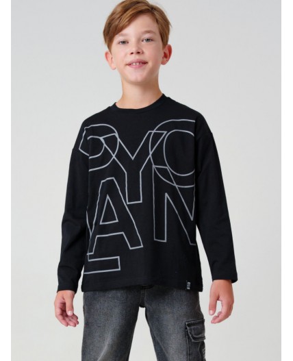 Фуфайка трикотажная для мальчиков (футболка с длинными рукавами) черный