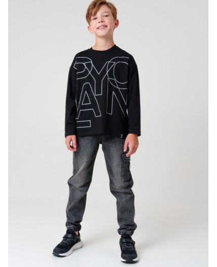 Фуфайка трикотажная для мальчиков (футболка с длинными рукавами) черный