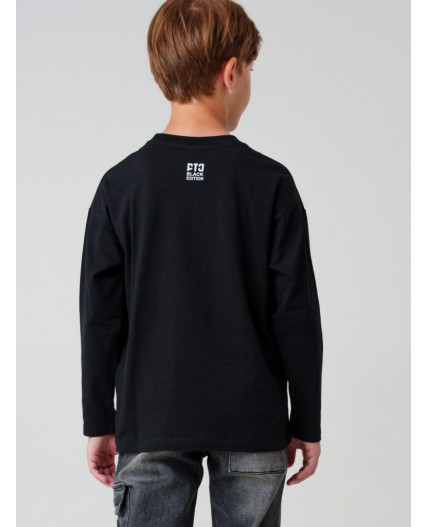 Фуфайка трикотажная для мальчиков (футболка с длинными рукавами) черный