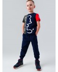 Комплект трикотажный для мальчиков: фуфайка (футболка), брюки тёмно-синий,хаки,красный