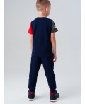 Комплект трикотажный для мальчиков: фуфайка (футболка), брюки тёмно-синий,хаки,красный